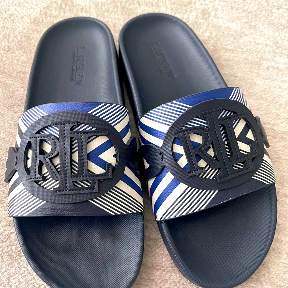 Ralph Lauren (Lauren) Navy Slides BNWOT